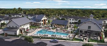 an aerial view of the resort style pool and spa